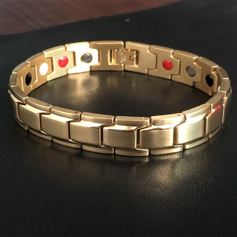 Titanium Stalen Persoonlijkheid Zwart Goud Germanium Paar Armband Magnetische Element