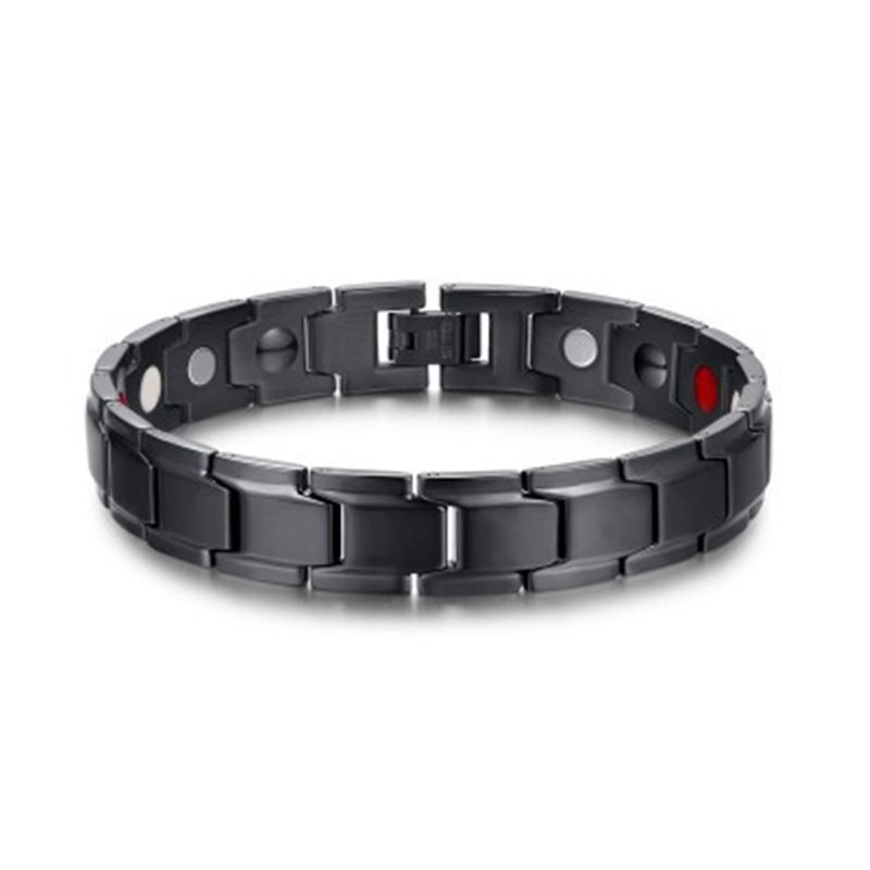 Titanium Stalen Persoonlijkheid Zwart Goud Germanium Paar Armband Magnetische Element