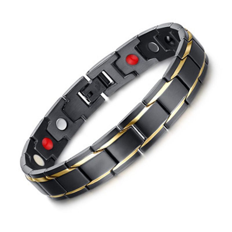 Titanium Stalen Persoonlijkheid Zwart Goud Germanium Paar Armband Magnetische Element