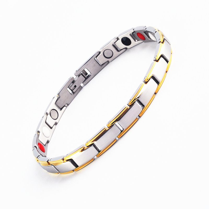 Titanium Stalen Persoonlijkheid Zwart Goud Germanium Paar Armband Magnetische Element