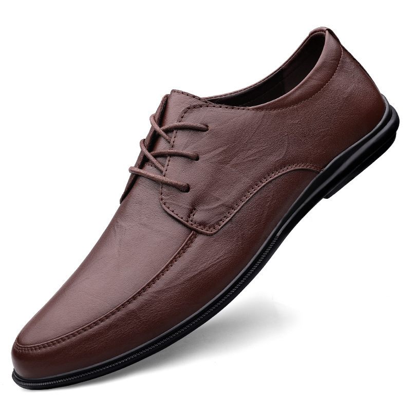 2024 Lente Nieuwe Heren Dress Schoenen Zachte Zolen Lace-up Zakelijke Mannen Doudou Casual