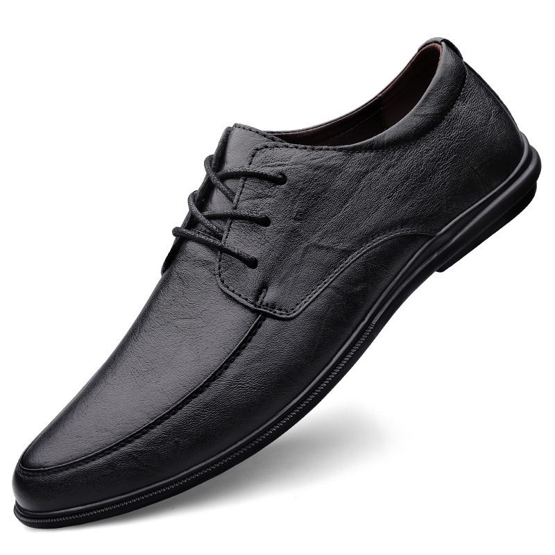 2024 Lente Nieuwe Heren Dress Schoenen Zachte Zolen Lace-up Zakelijke Mannen Doudou Casual