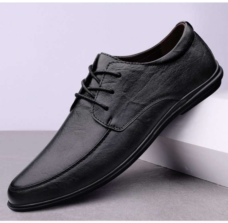 2024 Lente Nieuwe Heren Dress Schoenen Zachte Zolen Lace-up Zakelijke Mannen Doudou Casual