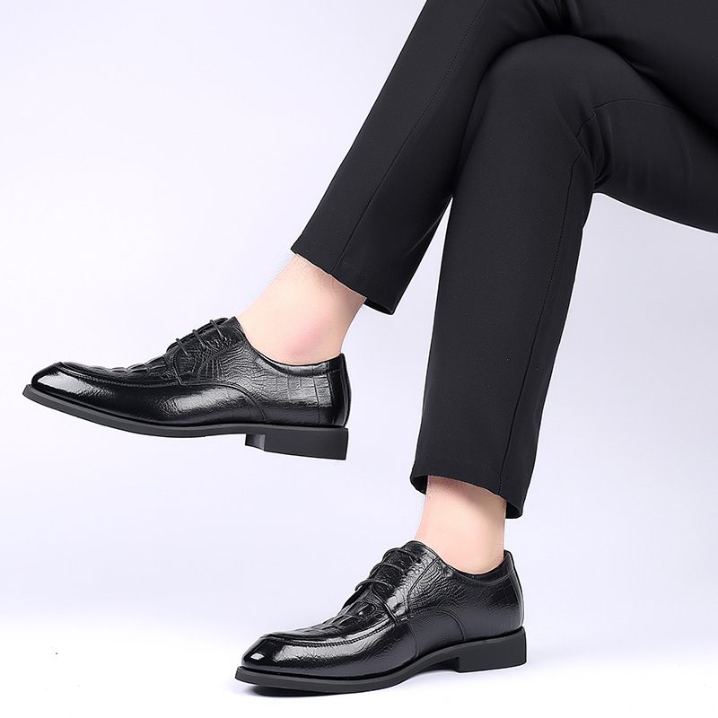 2024 Lente Nieuwe Lederen Casual Herenschoenen Formele Business Lace-up Mannen Echt Leer Lage Top