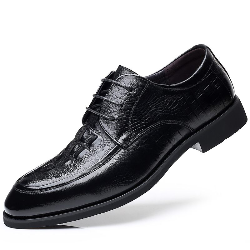 2024 Lente Nieuwe Lederen Casual Herenschoenen Formele Business Lace-up Mannen Echt Leer Lage Top