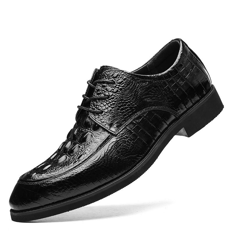 2024 Lente Nieuwe Lederen Casual Herenschoenen Formele Business Lace-up Mannen Echt Leer Lage Top