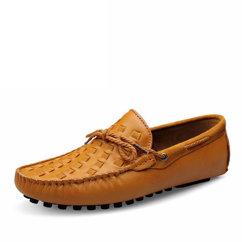 Bruine Bonen Schoenen Heren Nette Zachte Zool Casual Loafer Geklede Jeugd Trendy Outdoor Leren Herenschoenen