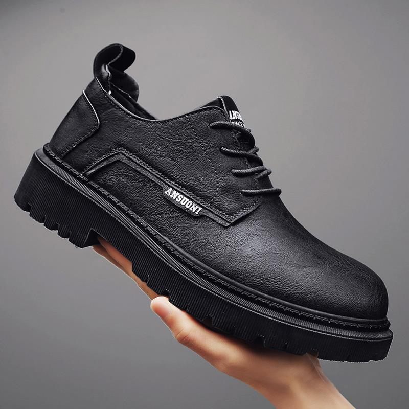 Casual Schoenen Voor Heren Lente Verhoogde Dikke Bodem Slijtvaste Zakelijke Formele Kleding Grote Kop Tooling Antislip Waterdichte Herenschoenen