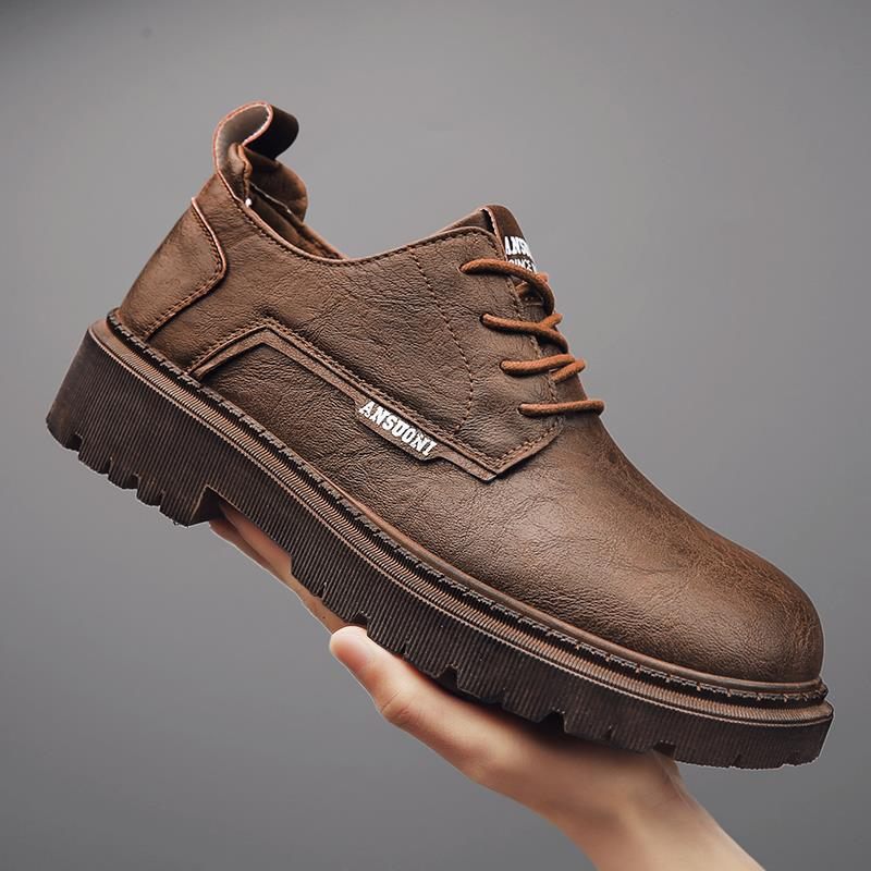 Casual Schoenen Voor Heren Lente Verhoogde Dikke Bodem Slijtvaste Zakelijke Formele Kleding Grote Kop Tooling Antislip Waterdichte Herenschoenen