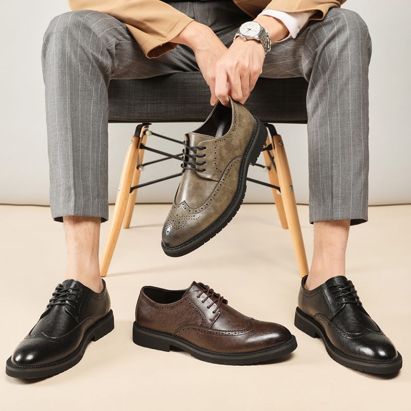 Geklede Herenschoenen Brogue-schoenen Casual Trendy Zakelijke Formele Slijtage Binnenhoogte Vergroten Grote Maat Jeugdpak Trouwschoenen