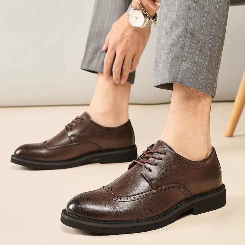 Geklede Herenschoenen Brogue-schoenen Casual Trendy Zakelijke Formele Slijtage Binnenhoogte Vergroten Grote Maat Jeugdpak Trouwschoenen