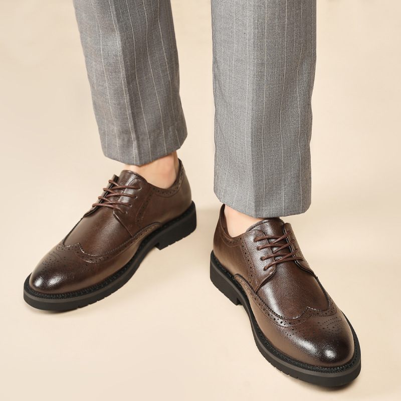 Geklede Herenschoenen Brogue-schoenen Casual Trendy Zakelijke Formele Slijtage Binnenhoogte Vergroten Grote Maat Jeugdpak Trouwschoenen