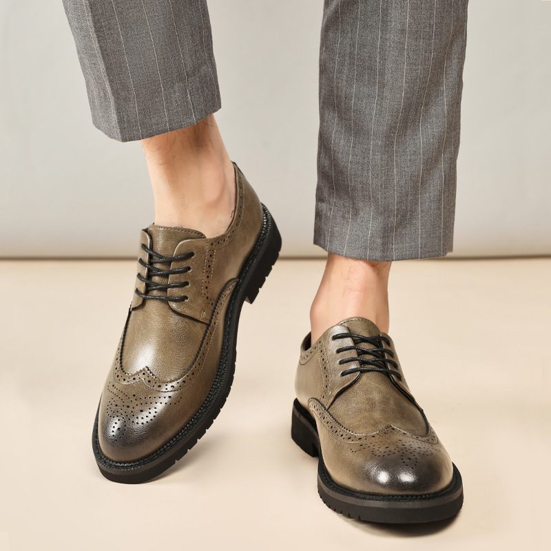 Geklede Herenschoenen Brogue-schoenen Casual Trendy Zakelijke Formele Slijtage Binnenhoogte Vergroten Grote Maat Jeugdpak Trouwschoenen