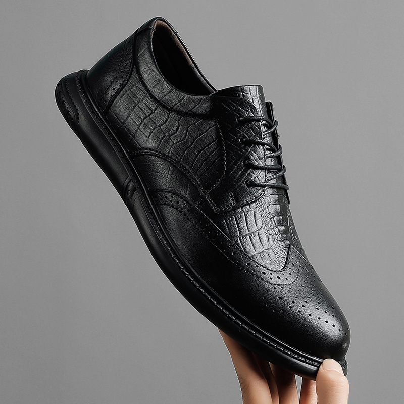 Grote Maat Mode Business Casual Schoenen Heren Leer 37-49 Formele Kleding Echt Ademend