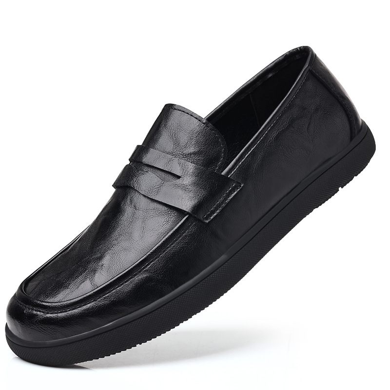 Handgreep Heren Formele Schoenen 2024 Herfst Nieuwe Lederen Zachte Zolen Slip-on Doudou Ademend Casual Mannen