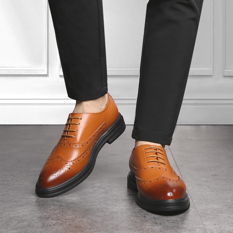 Herfst Brogue Schoenen Geklede Heren Casual Zakelijke Jurk Bruidsjonkers Zwarte Bruidegom Trouwschoenen