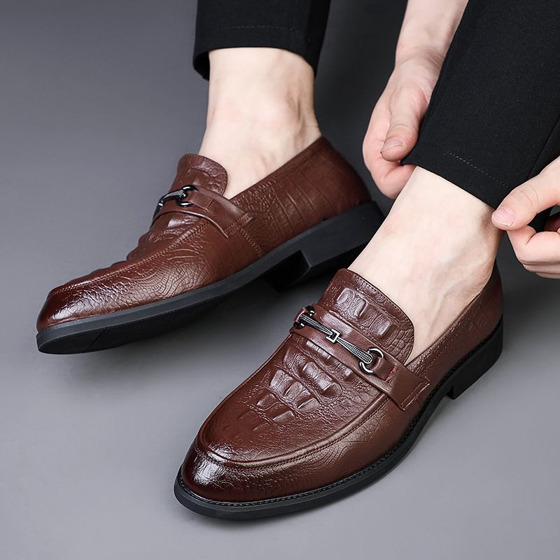 Lente Lederen Formele Kleding Heren Schoenen Leer Business Casual Herenschoenen Met Spitse Neus