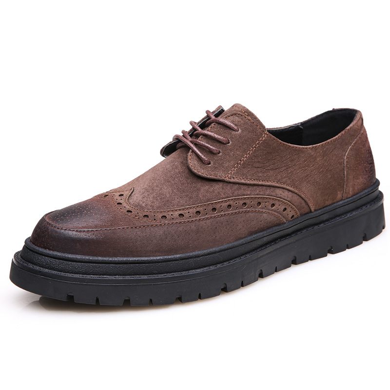 Nieuwe Brogue Schoenen Trendy Verhogingsschoenen Heren Varkensleer Casual Zacht Leren Geklede