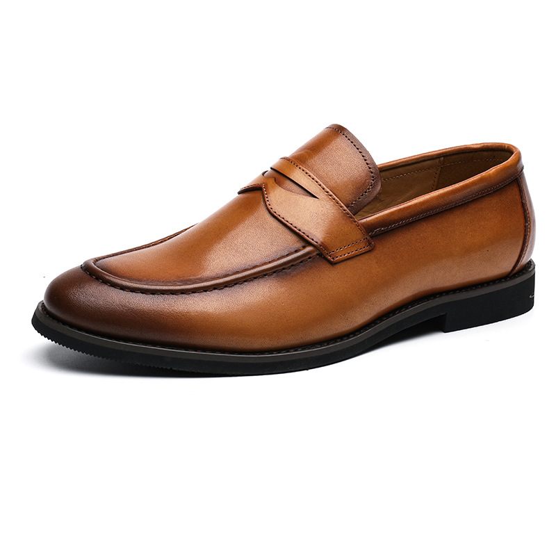 Spring Sets Van Voeten Zakelijke Herenschoenen Casual Schoenen Dikke Zolen Heren Loafers Echt Lederen Slip-on Geklede Rundleer