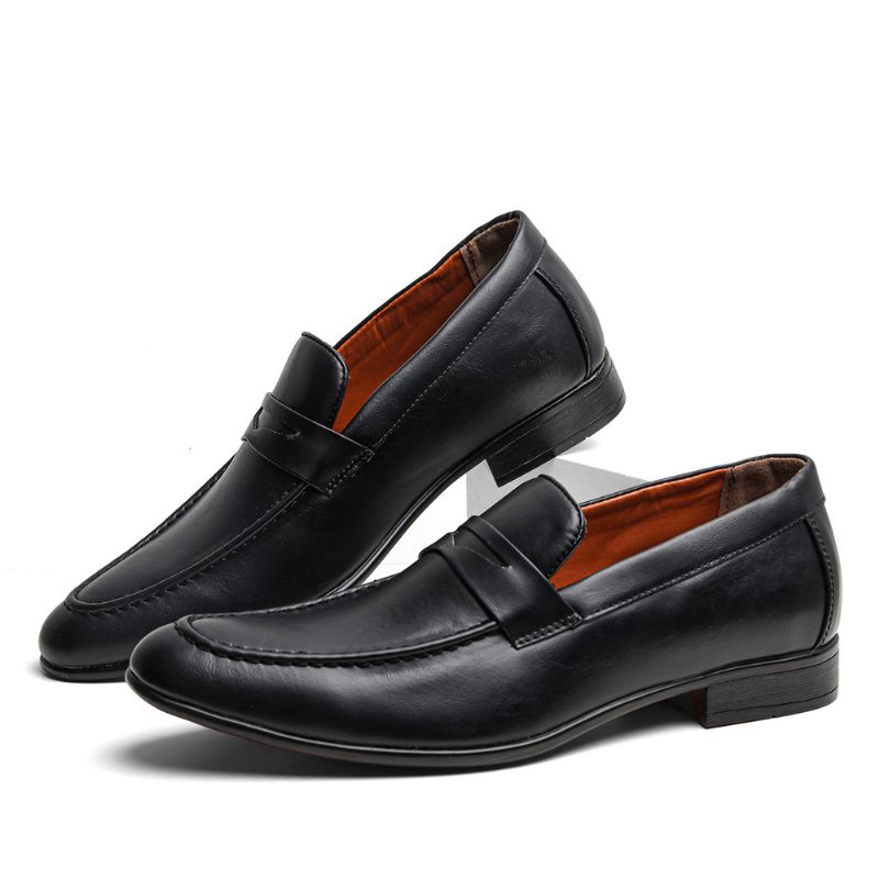 Zomer Nieuwe Set Voeten Zakelijke Herenschoenen Casual Spitse Neus Formele Jurk Loafers Slip-on Zwarte Schoenen Mannelijke