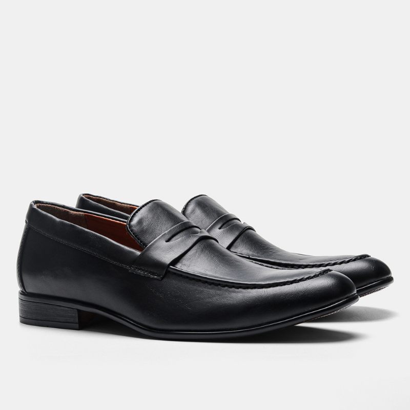 Zomer Nieuwe Set Voeten Zakelijke Herenschoenen Casual Spitse Neus Formele Jurk Loafers Slip-on Zwarte Schoenen Mannelijke