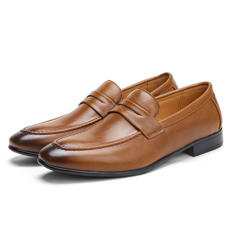 Zomer Nieuwe Set Voeten Zakelijke Herenschoenen Casual Spitse Neus Formele Jurk Loafers Slip-on Zwarte Schoenen Mannelijke