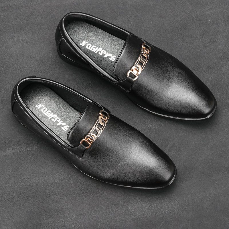 Zomer Nieuwe Set Voeten Zakelijke Herenschoenen Casual Spitse Neus Formele Jurk Loafers Slip-on Zwarte Schoenen Mannelijke