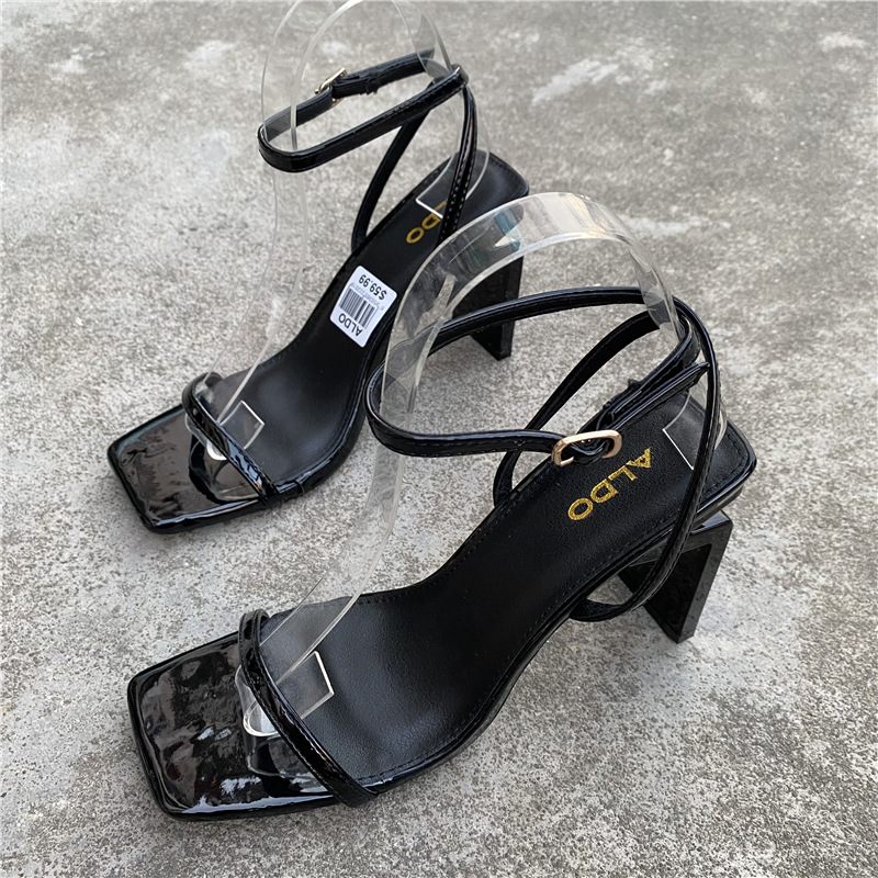 2024 Snoep Kleur Vierkante Hak Hoge Hak Dames Mode Sandalen Sexy Flats