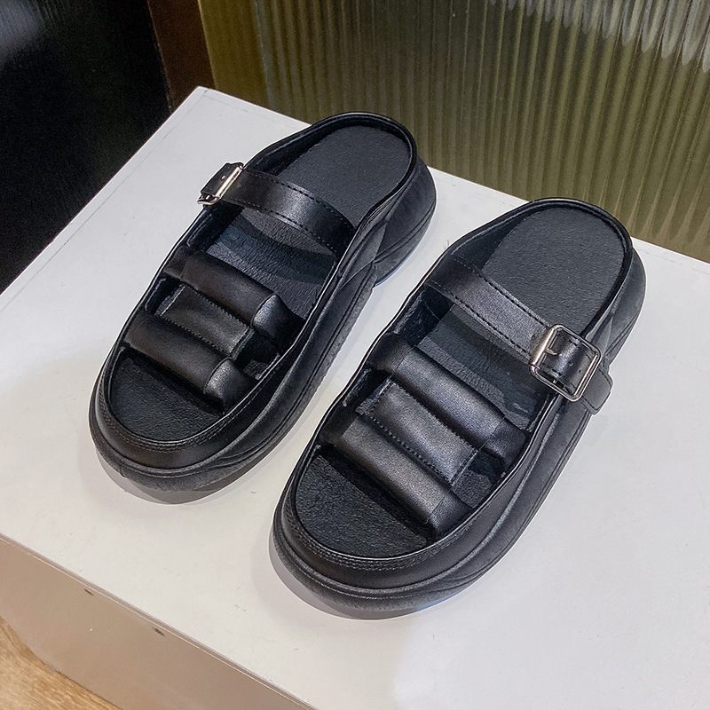 2024 Zomer Nieuwe Slip-on Sandalen Dames Plateausandalen Pantoffels Retro Casual Strandschoenen