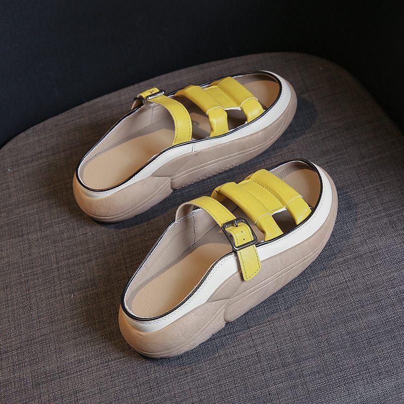 2024 Zomer Nieuwe Slip-on Sandalen Dames Plateausandalen Pantoffels Retro Casual Strandschoenen