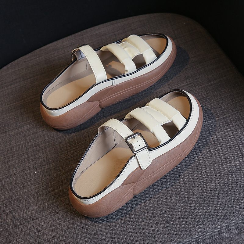 2024 Zomer Nieuwe Slip-on Sandalen Dames Plateausandalen Pantoffels Retro Casual Strandschoenen