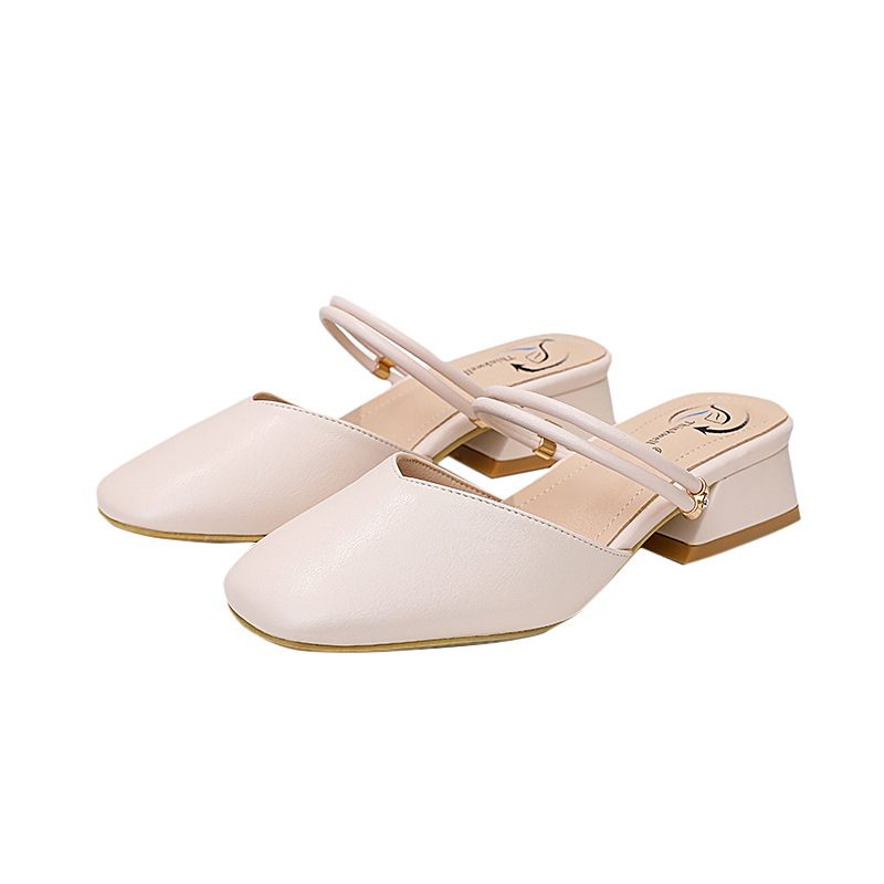 Baotou Sandalen Dames Nieuwe Zomer Casual Medium Hak Dikke Hak Damesschoenen