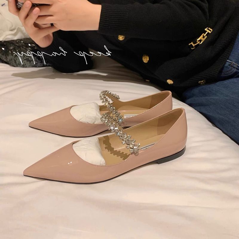 Puntschoen Strass Sandalen Vrouwen 2024 Zomer Slippers Lakleer Baotou Een Woord Met Stiletto Hakken