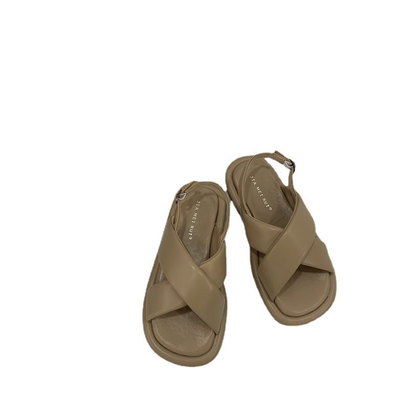 Sandalen Dames Nieuwe Zomer Platte Comfortabele Dikke Zolen Romeinse Schoenen Zachte Damesschoenen