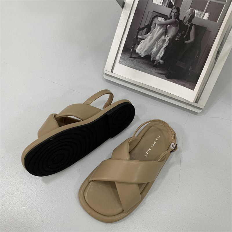 Sandalen Dames Nieuwe Zomer Platte Comfortabele Dikke Zolen Romeinse Schoenen Zachte Damesschoenen