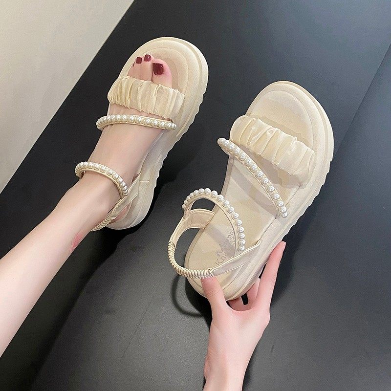 Sandalen Met Dikke Zolen Dames Zomer Nieuw Platform Bodem Parelmode Elegante Populaire Damesschoenen