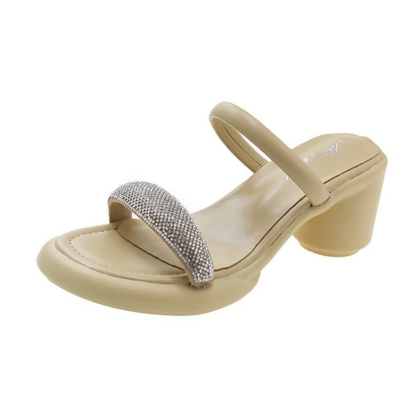 Slippers Dames Zomer 2024 Nieuwe Schoenen Met Hoge Hakken En Strass Sandalen Met Dikke