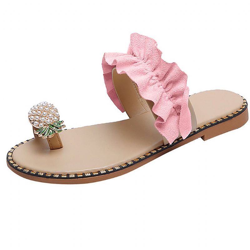 Zomer Nieuwe Set Teen Kant Ananas Platte Grote Maat Sandalen Slippers Dames