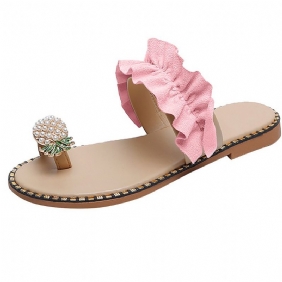 Zomer Nieuwe Set Teen Kant Ananas Platte Grote Maat Sandalen Slippers Dames