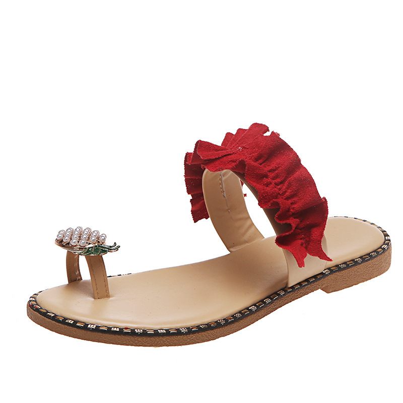 Zomer Nieuwe Set Teen Kant Ananas Platte Grote Maat Sandalen Slippers Dames