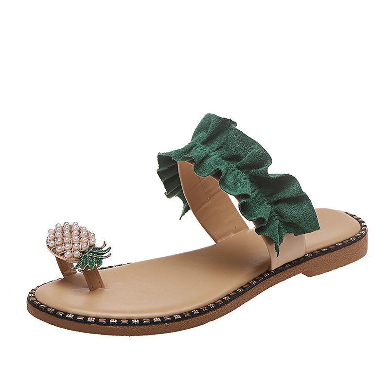 Zomer Nieuwe Set Teen Kant Ananas Platte Grote Maat Sandalen Slippers Dames