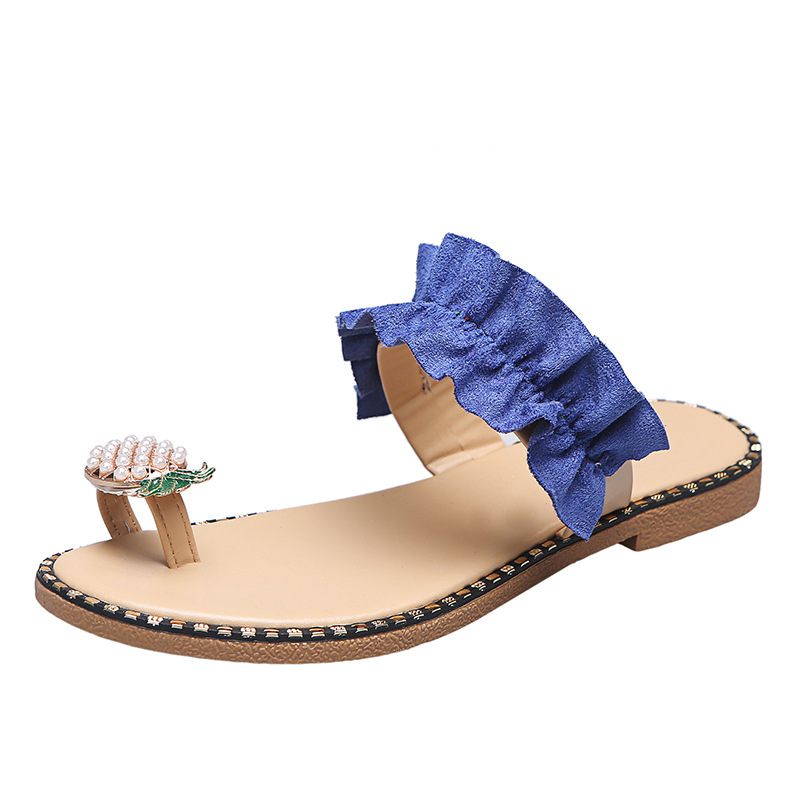 Zomer Nieuwe Set Teen Kant Ananas Platte Grote Maat Sandalen Slippers Dames